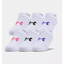 Girls Under Armour Essential No Show 6 Pack Socks- White