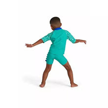 Boys Speedo Green Croc Effect Jammer Rash Top Set