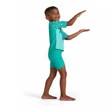 Boys Speedo Green Croc Effect Jammer Rash Top Set
