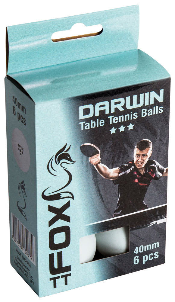 Fox Table Tennis Darwin 3 Star Table Tennis Balls (Pack of 6)