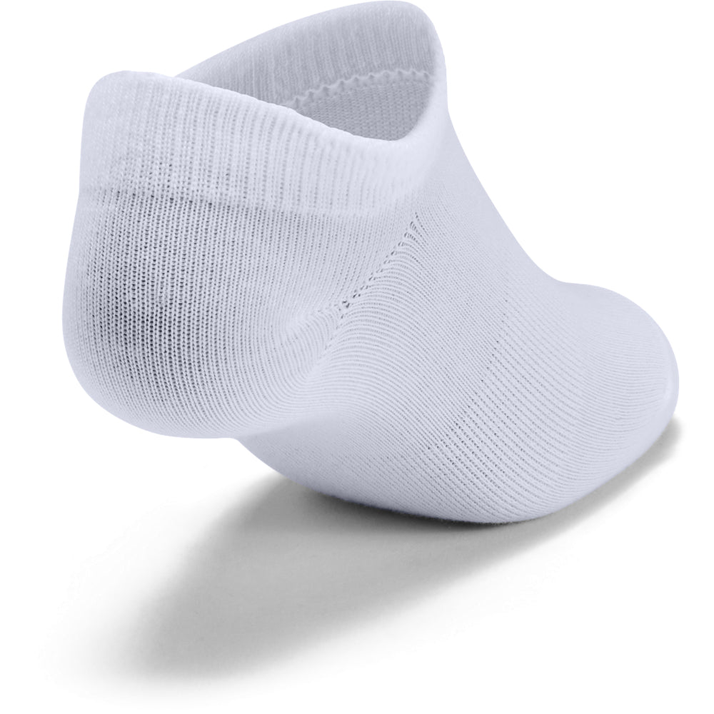 Girls Under Armour Essential No Show 6 Pack Socks- White