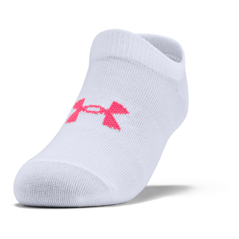 Girls Under Armour Essential No Show 6 Pack Socks- White