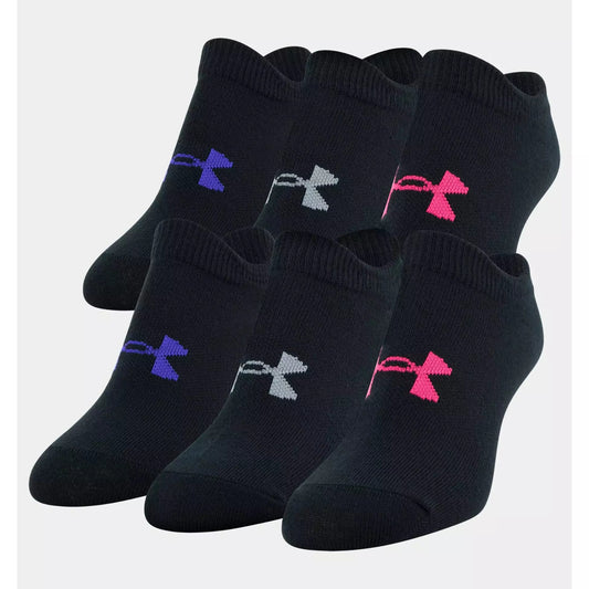 Girls Under Armour Essential No Show Socks- WHITE