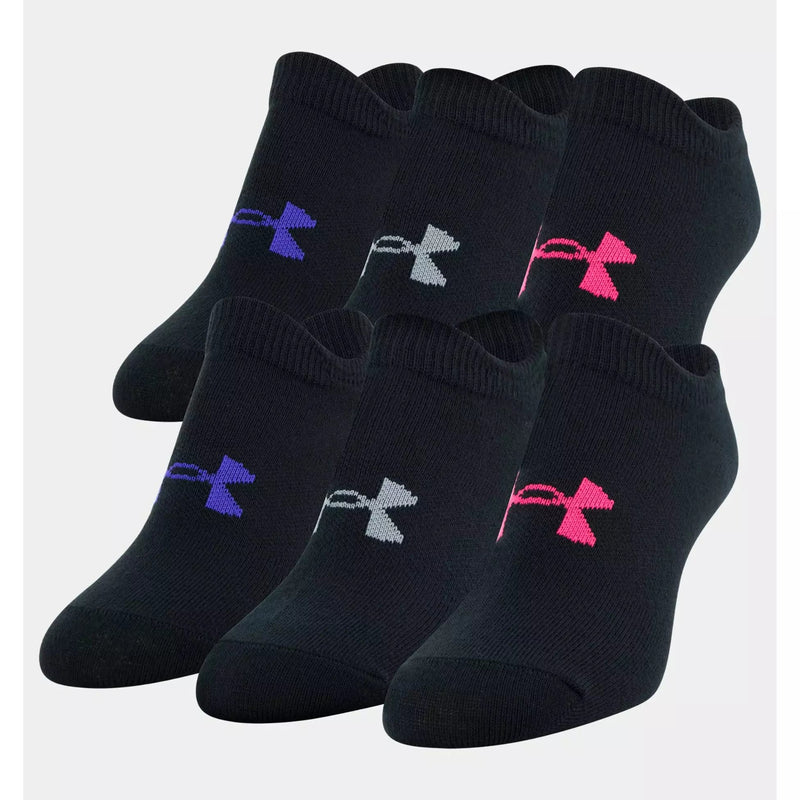 Girls Under Armour Essential No Show Socks- WHITE
