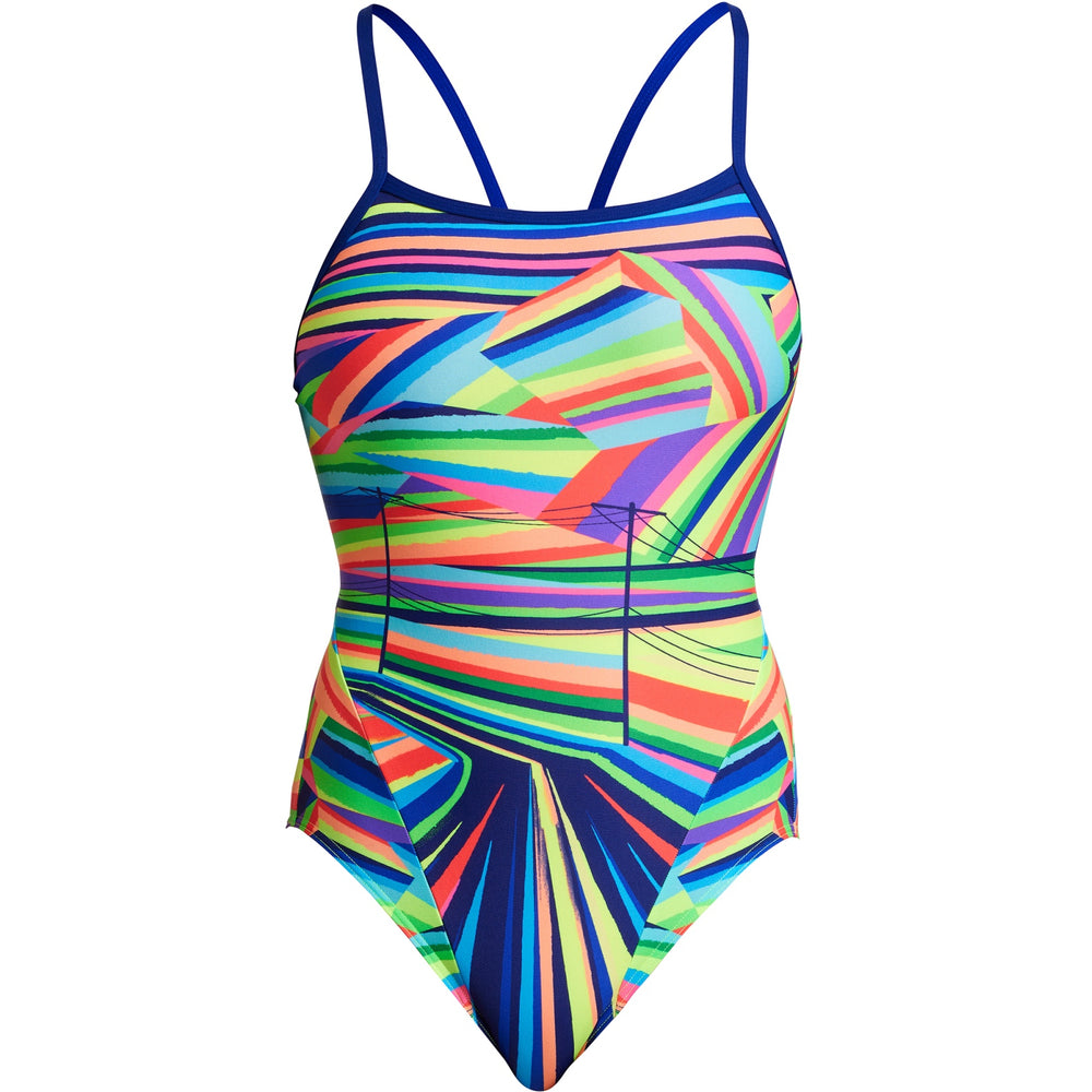 Womens Funkita Single Strap One Piece- Land Lines Swimsuit