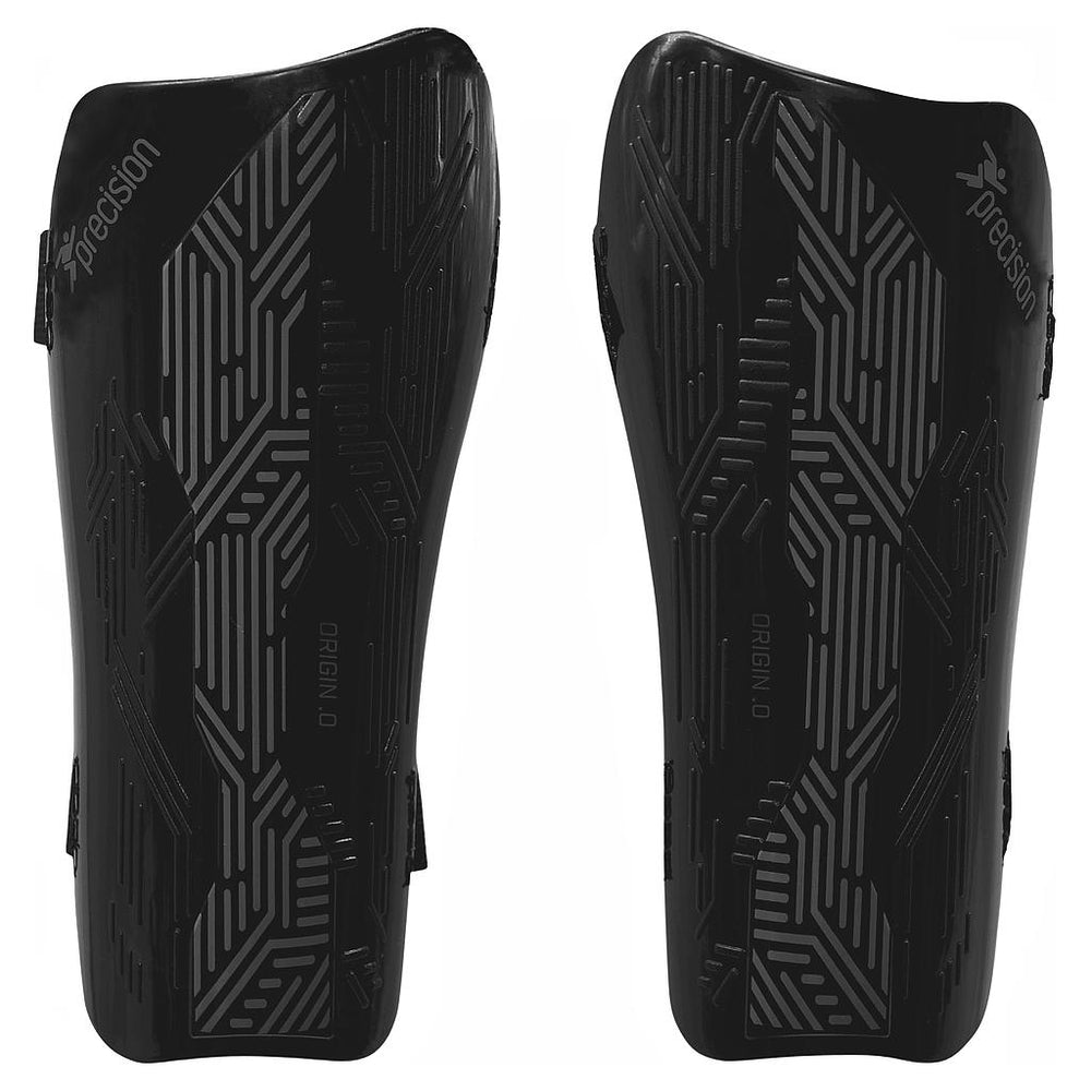 Precision Origin.0 Strap Shin Guards- Black/ Black