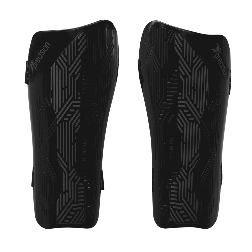 Precision Origin.0 Strap Shin Guards- Black/ Black